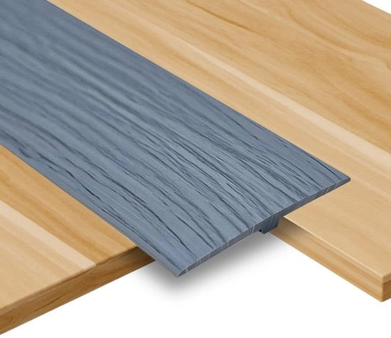Profilo di transizione T a 300cm – Striscia di transizione autoadesiva in PVC – Striscia di transizione piatta per transizioni tra pavimenti in laminato, gres e parquet – Copertura di riempimento interno (grigio)