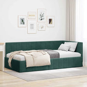 Cornice del letto ad angolo Verde Scuro 90 cm x 200 cm Velluto