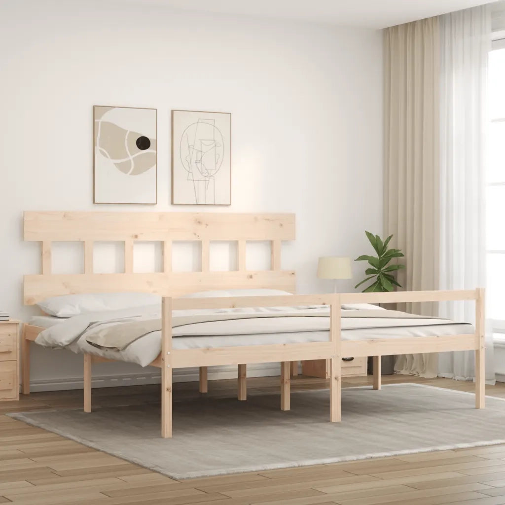 Letto per Anziani con Testiera 200x200 cm in Legno Massellocod mxl 69598