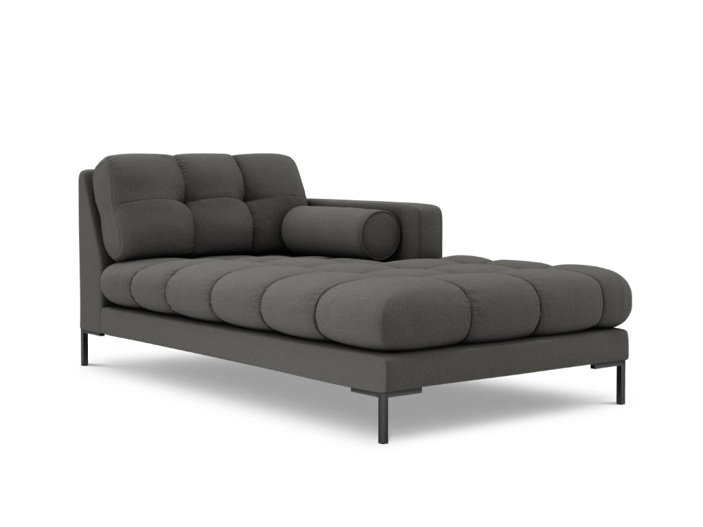 Cosmopolitan Design - Chaise longue destra "Bali" in tessuto strutturato grigio scuro 