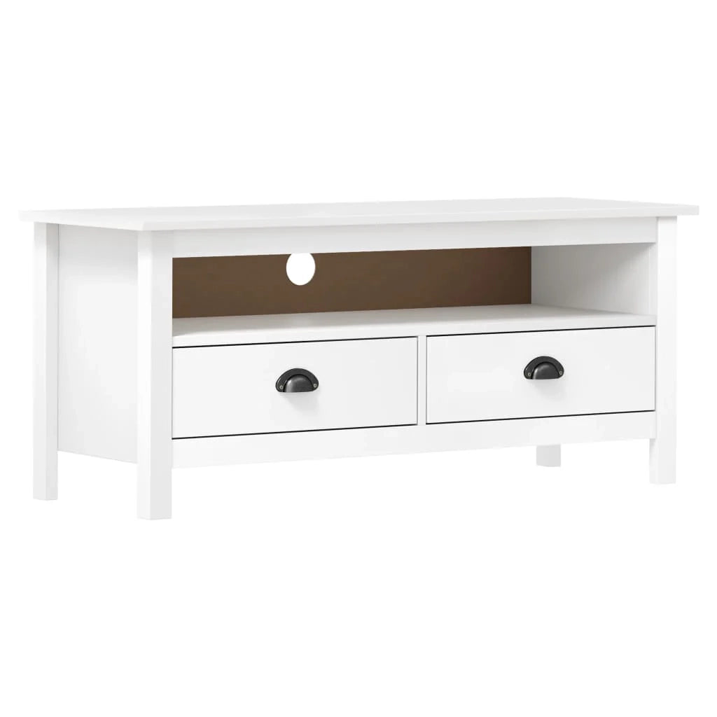 Mobile TV multimediale scaffale TV credenza TV sala da pranzo soggiorno camera da letto Hill Range 110 x 40 x 47 cm legno di pino massiccio bianco 02_0027638