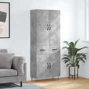 Credenza-Buffet-Armadio da cucina Grigio Cemento 69,5x34x180 cm in Legno Multistrato 441661
