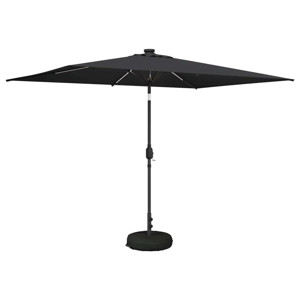 Ombrellone da giardino-Parasol da giardino con luci LED e base 200 x 300 cm Poliestere 107716