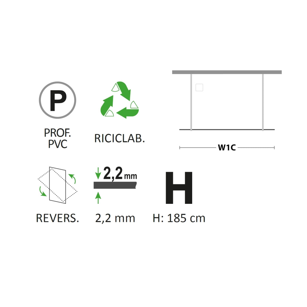 Parete doccia Walk-in Free 120 CM H 190 in Acrilico mod. Beatrix Centrale