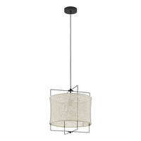 Lampadario A Sospensione Vintage Bridekirk Acciaio Nero Lino 1 Luce E27