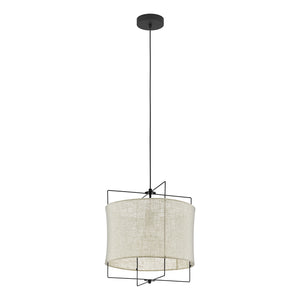 Lampadario A Sospensione Vintage Bridekirk Acciaio Nero Lino 1 Luce E27