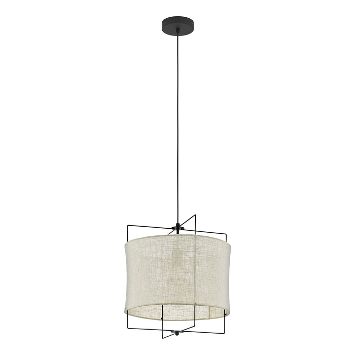 Lampadario A Sospensione Vintage Bridekirk Acciaio Nero Lino 1 Luce E27