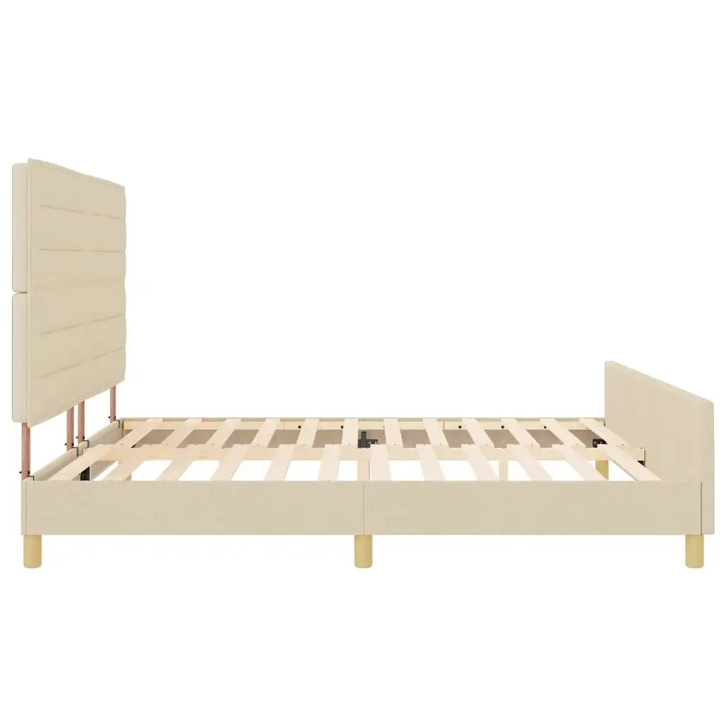 Struttura del letto con testiera Crema 200 x 200 cm Tessuto 3344681
