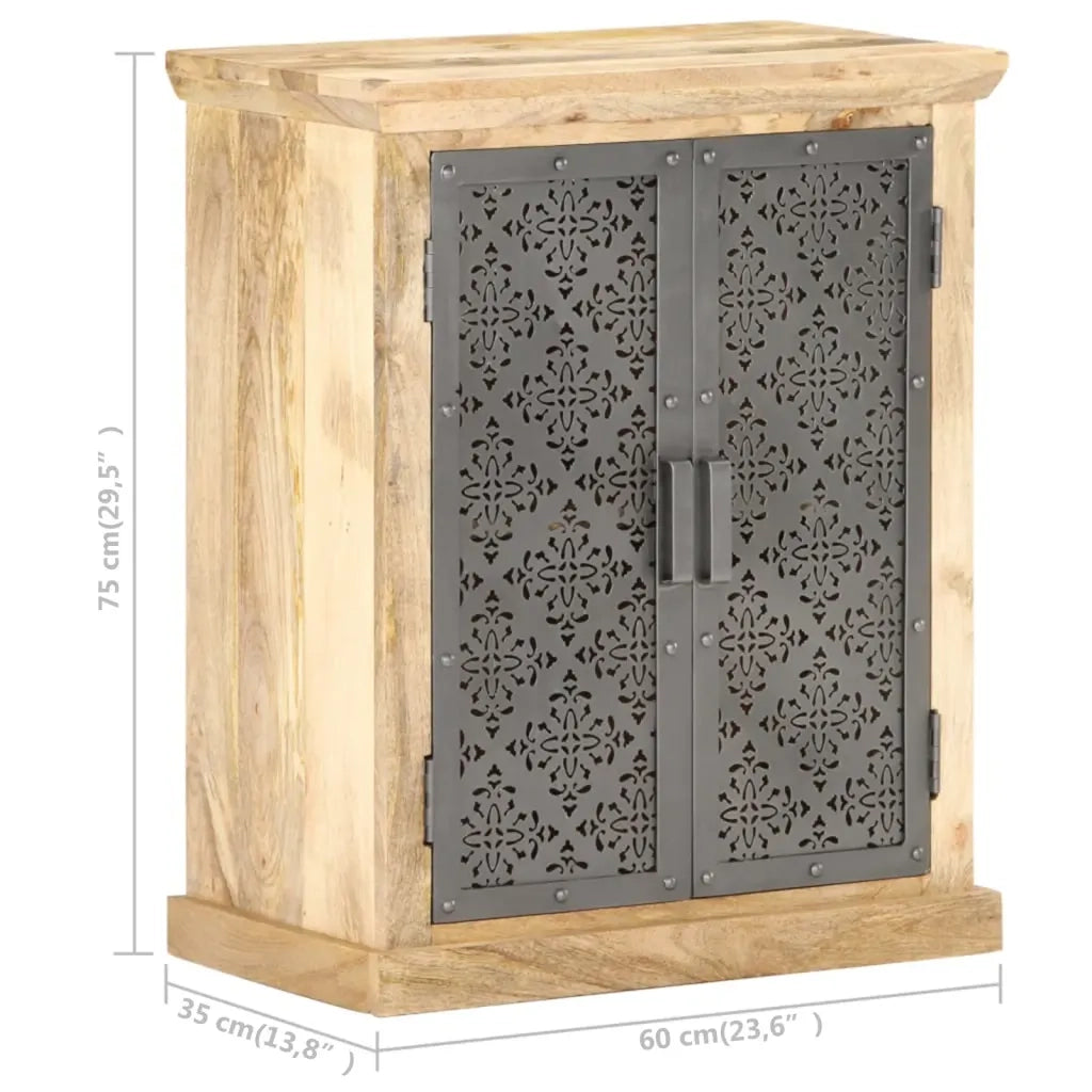 Credenza con Ante in Acciaio 60x35x75 cm in Massello di Mango 289094