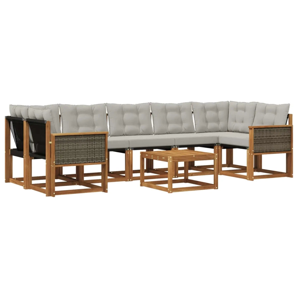 Set di divani da esterno 8 pcs Naturale e Grigio Chiaro 3381835