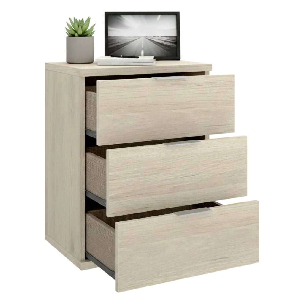 Sturgis, Comodino 3 Cassetti, 34x42x57h cm Marrone Rovere