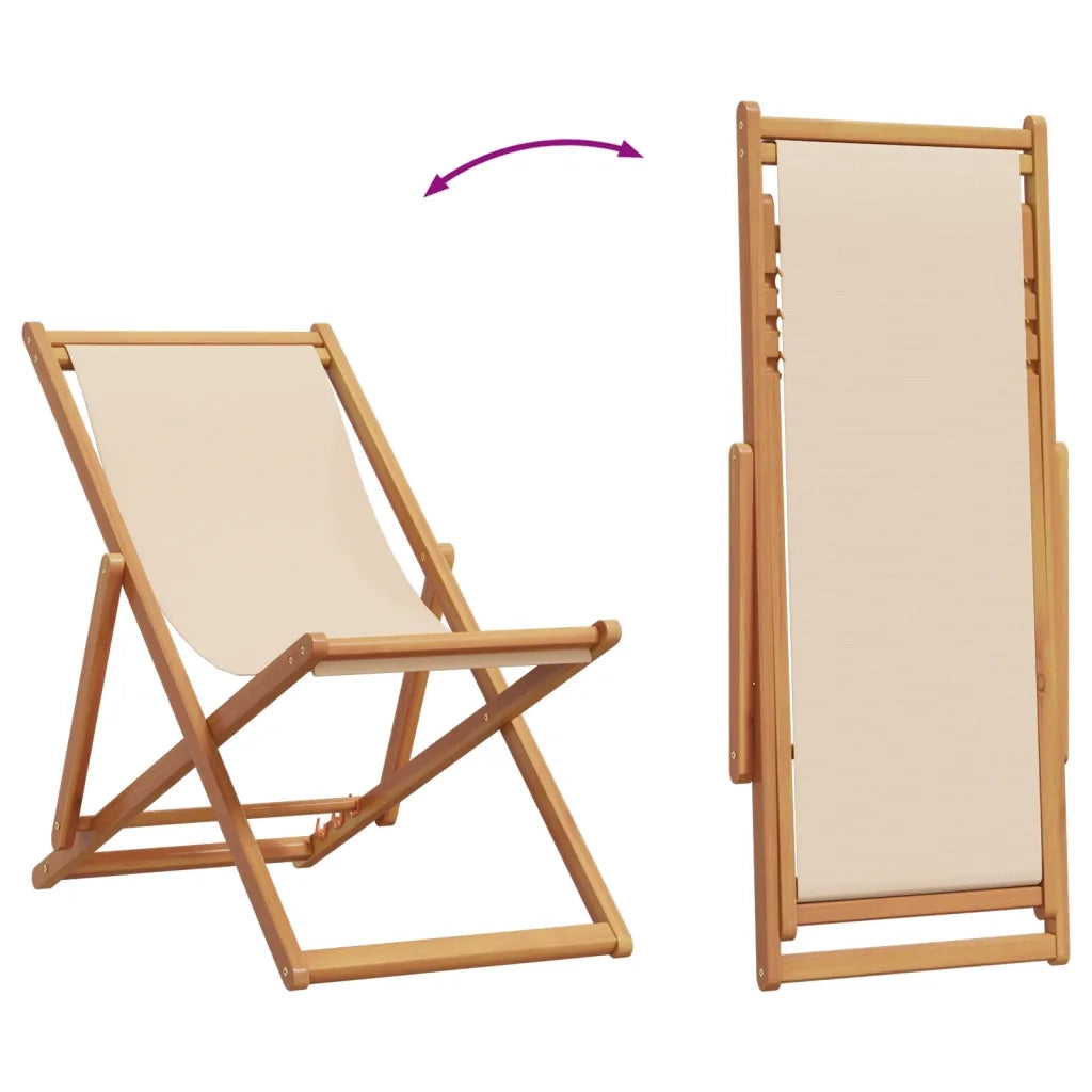 vidaXL Sedie da Spiaggia Pieghevoli 2 pz Beige in Tessuto e Legno