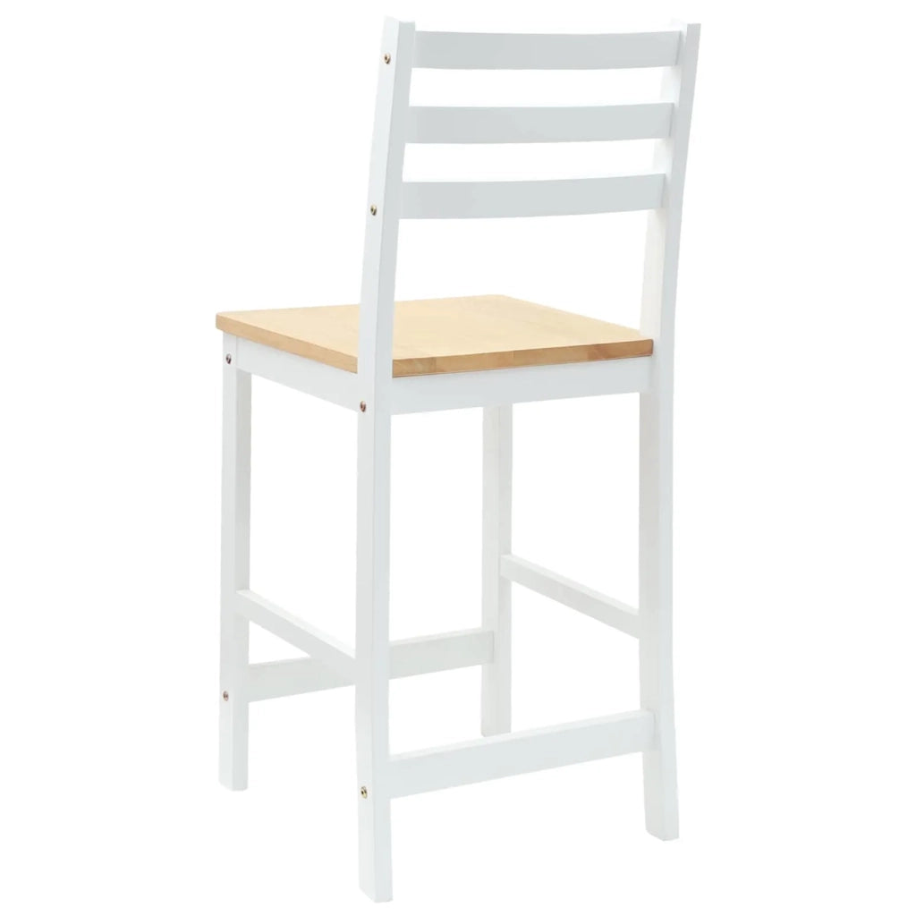 Sedie da pranzo 2 pcs Legno di gomma solido Bianco