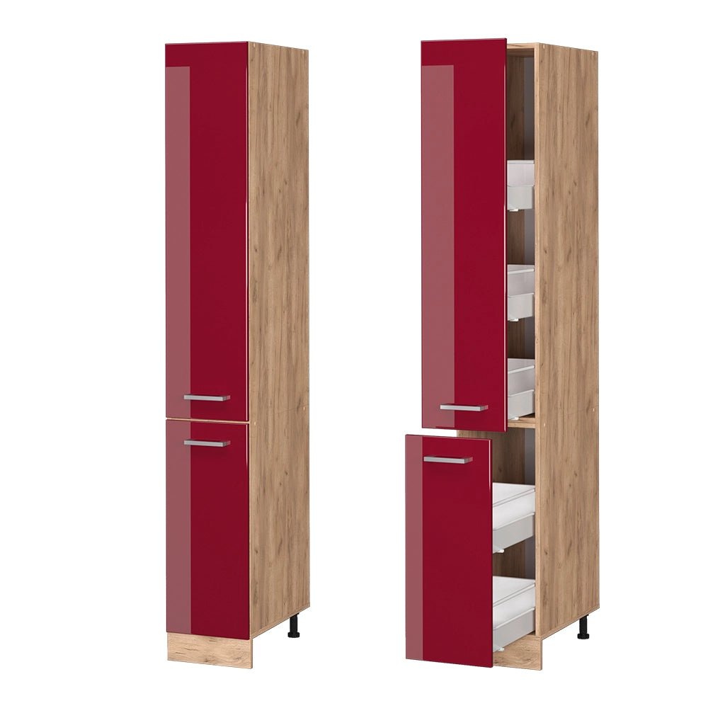 Armadio da farmacia R-Line Rosso lucido/Rovere dorato 30 cm Vicco