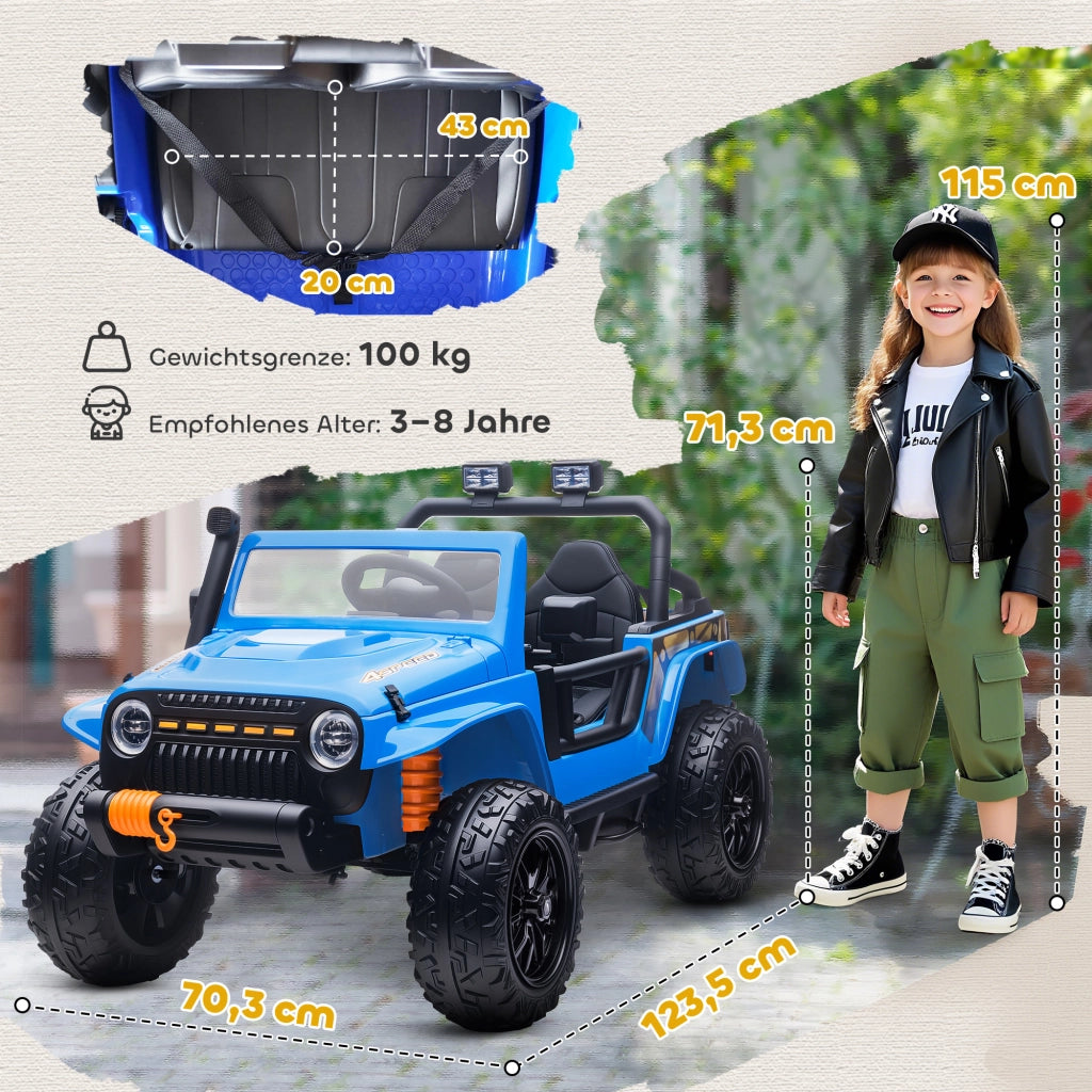 Macchina elettrica per bambini 12V ¨C zephmum ¨C Blu con telecomando e luci LED