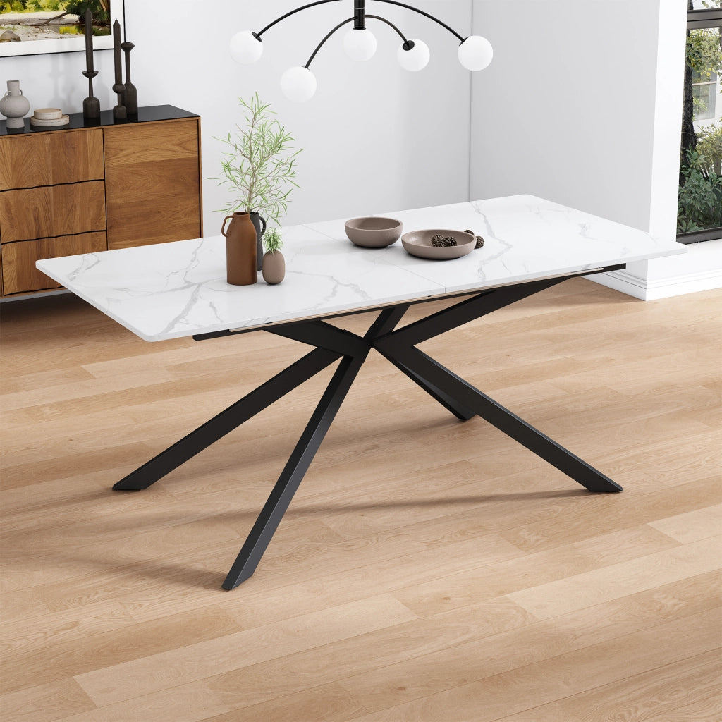 TAVOLO Allungabile Rettangolare 150/180 x 70 x 76 cm MDF Nero Bianco