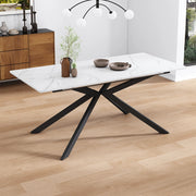 TAVOLO Allungabile Rettangolare 150/180 x 70 x 76 cm MDF Nero Bianco