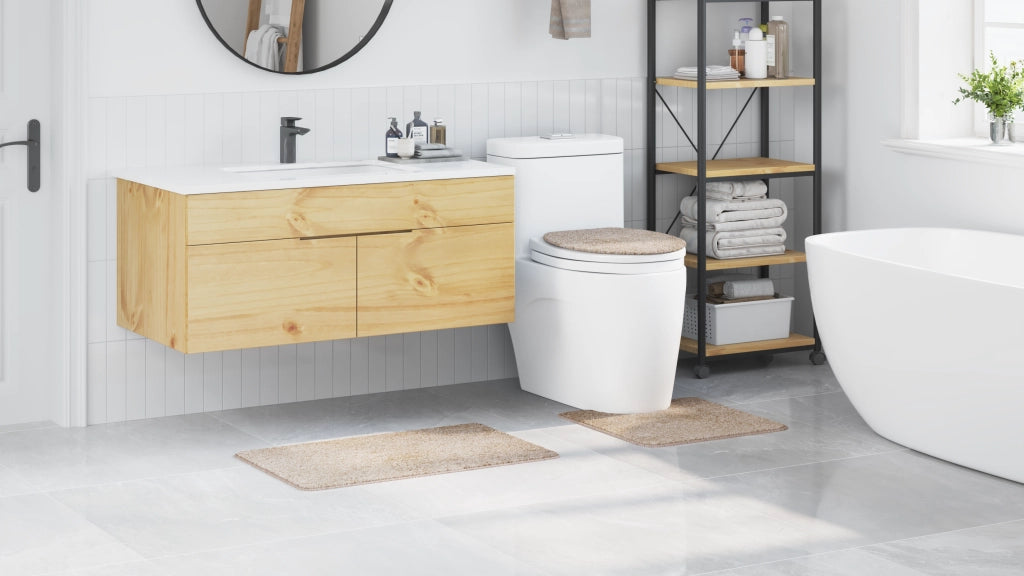 Set di tappetini da bagno in crema 3 pezzi in polipropilene antiscivolo