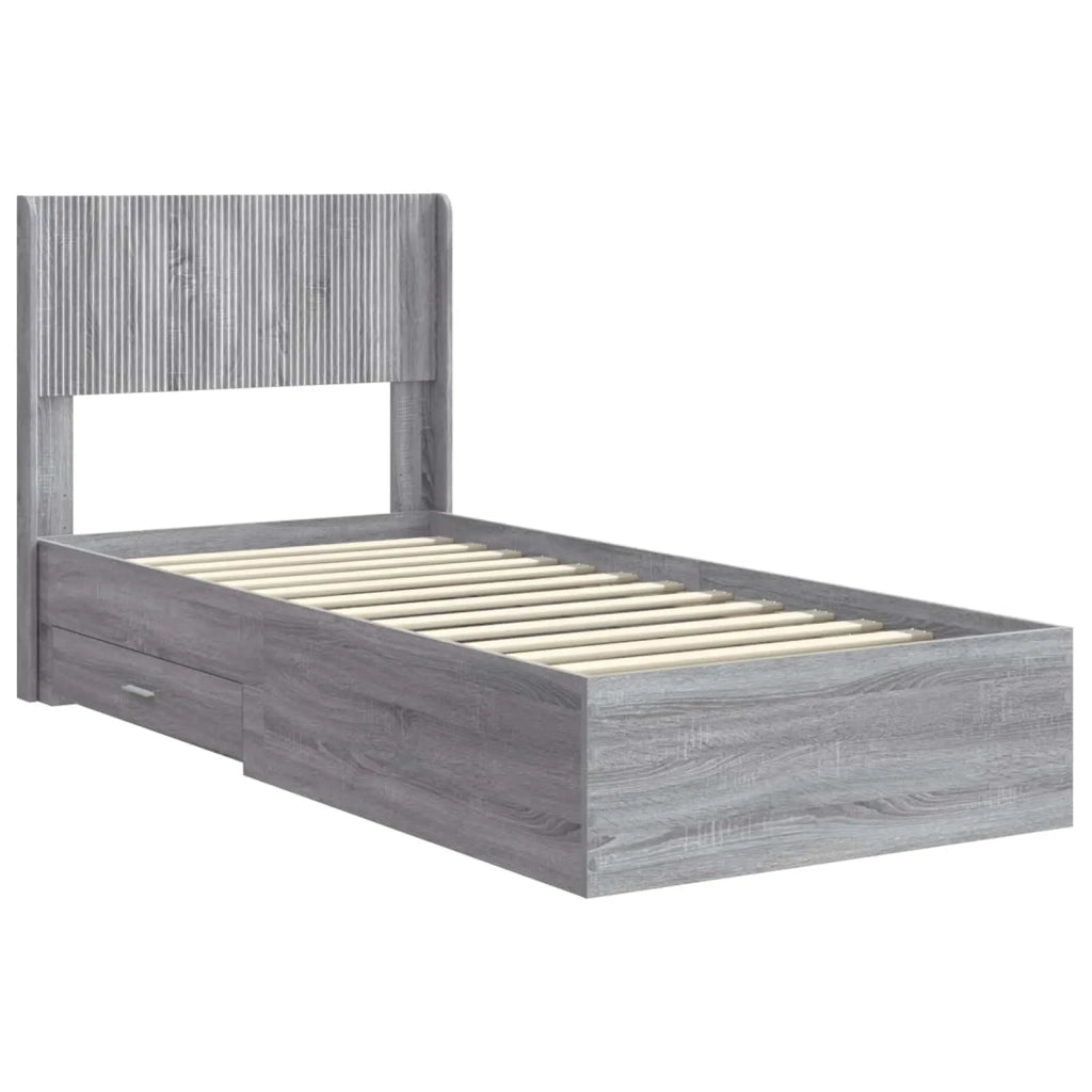 Struttura del letto con stoccaggio e testata-Giroletto con contenitore Sonoma grigio 428701
