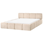 Letto minimalista in tessuto con testiera imbottita tortora 160 x 200 cm stile scandinavo