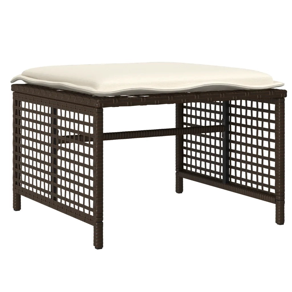 Set Divano da Giardino 4 pz Cuscini Marrone Polyrattan e Vetro 368135