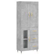 Credenza | Madia | Buffet da pranzo | Armadio da pranzo Grigio Cemento 69,5x34x180 cm in Legno Multistrato