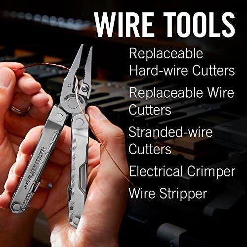 Leatherman LT831557 Rebar Utensile Multifunzione 17 Attrezzi Acciaio Inossidabile 420HC Custodia in Nylon colore Argento