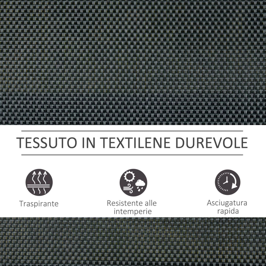 Easycomfort Panchina a Dondolo da Giardino a 3 Posti in Metallo e Tessuto a Rete Traspirante, 147x75x85cm, Nero