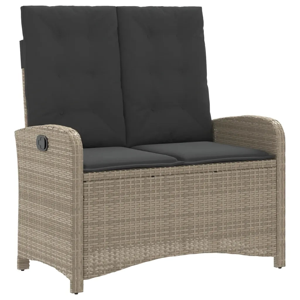 Panca Reclinabile Giardino con Cuscini-Sgabello-Sedia da esterno Grigio Chiaro Polyrattan 504077