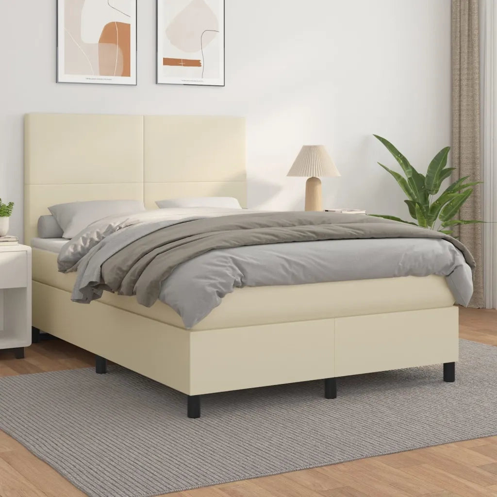 Giroletto a Molle con Materasso Crema 140x200 cm in Similpelle cod mxl 60086