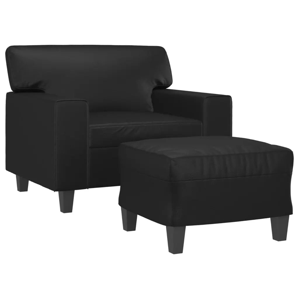 Poltrona | Sedia Relax con Poggiapiedi Nero 60 cm in Similpelle