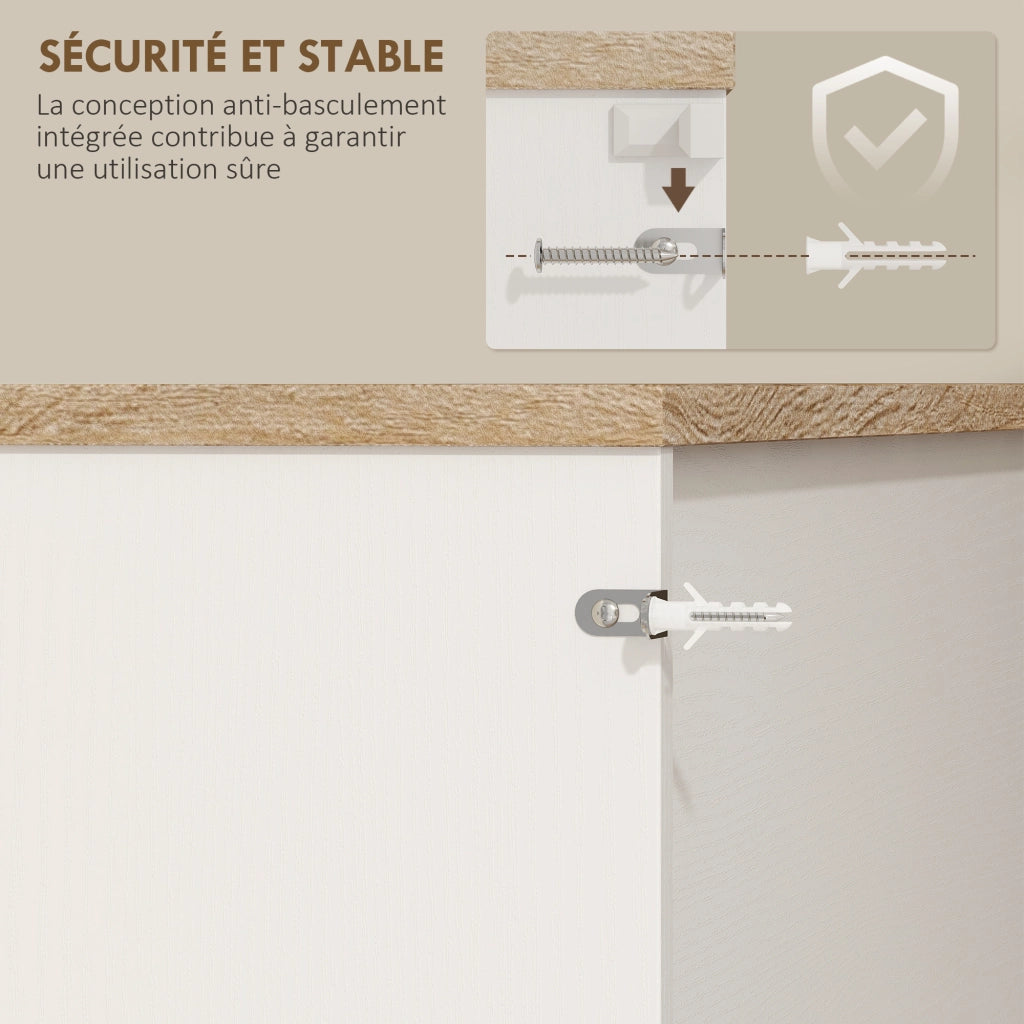 Buffet da cucina ¨C zephmum ¨C 6 ante, 2 cassetti, bianco, con luce LED