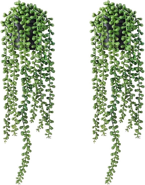 Set di piante artificiali da appendere da 2 con vasi piante artificiali di stringa di perla succulente ivy finto per casa interna esterna parete ufficio tavolo mensola