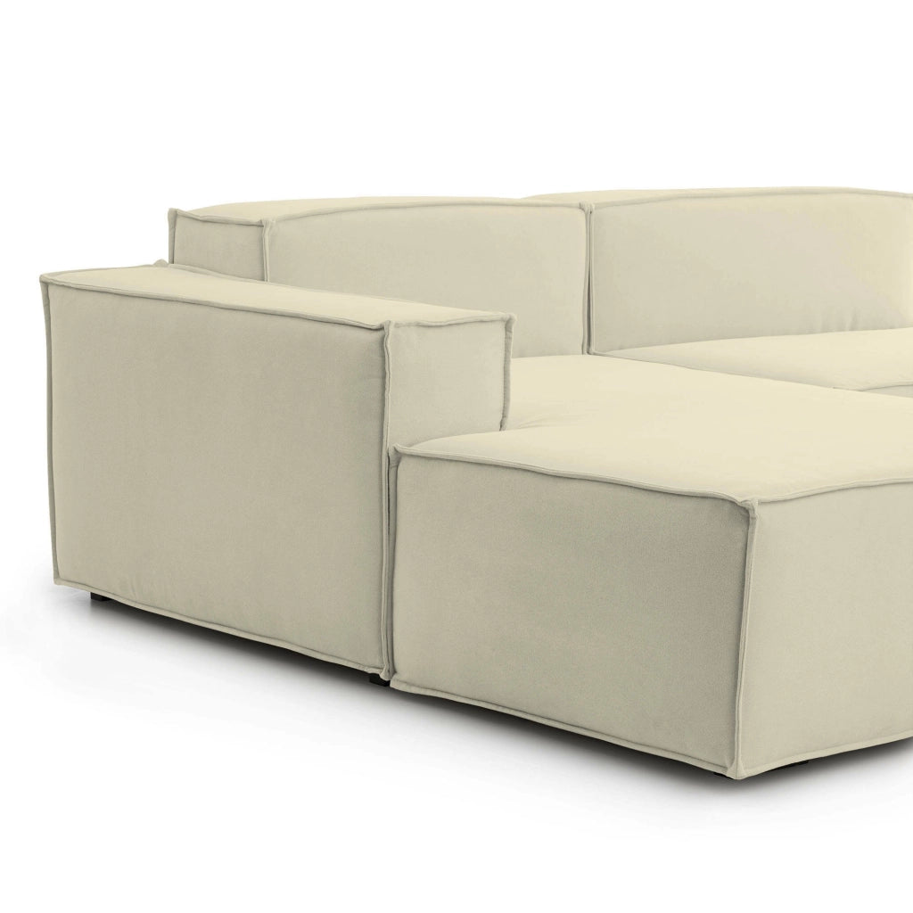 Divano fisso Assurte, Divano componibile a 2 posti large con penisola sinistra, Made in Italy, SofÒ  moderno in tessuto, Cm 240x170h70, Beige
