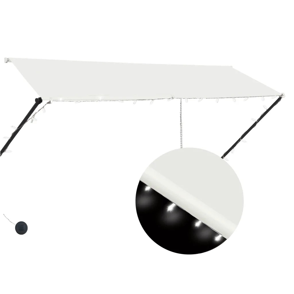 Tenda da Sole Retrattile con LED-Tenda parasole per Patio 300x150 cm Crema