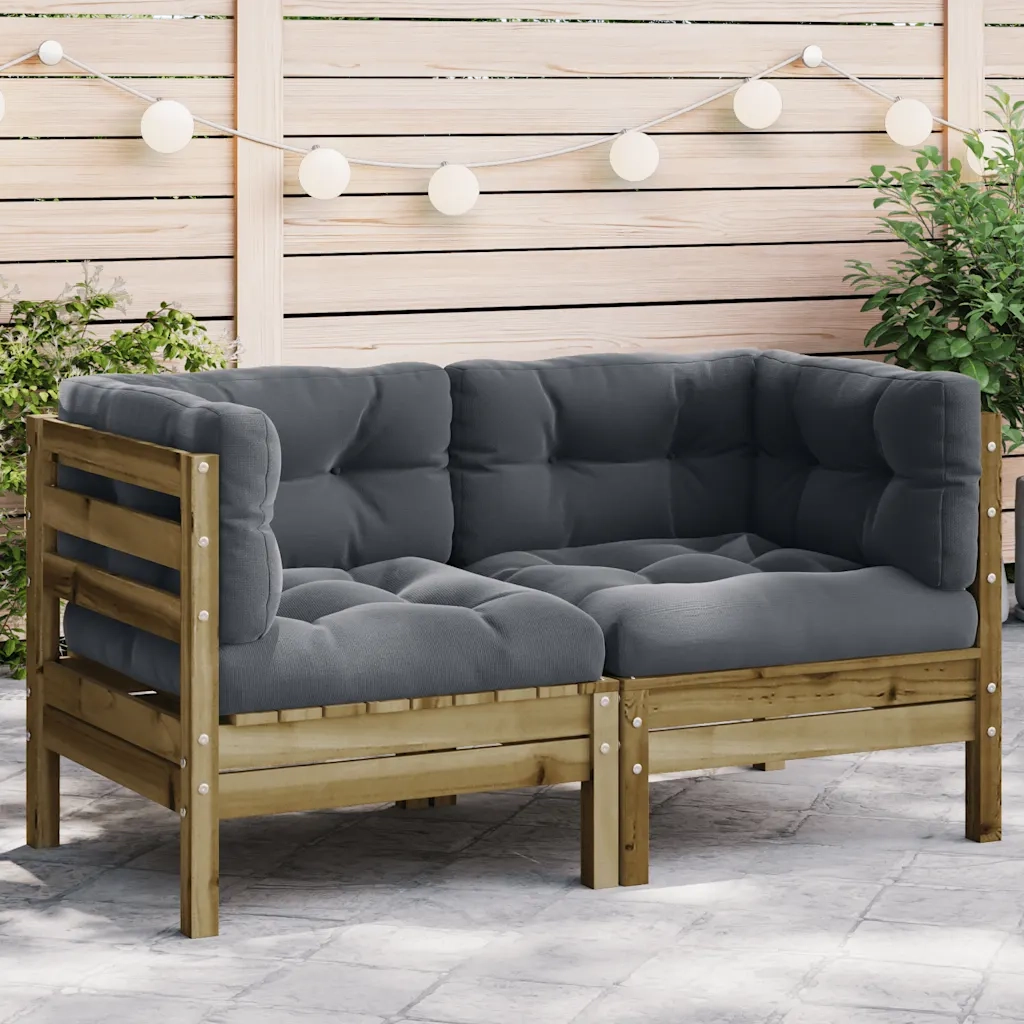 Divani Angolari da Giardino Cuscini 2pz Legno Impregnato Pino 838156