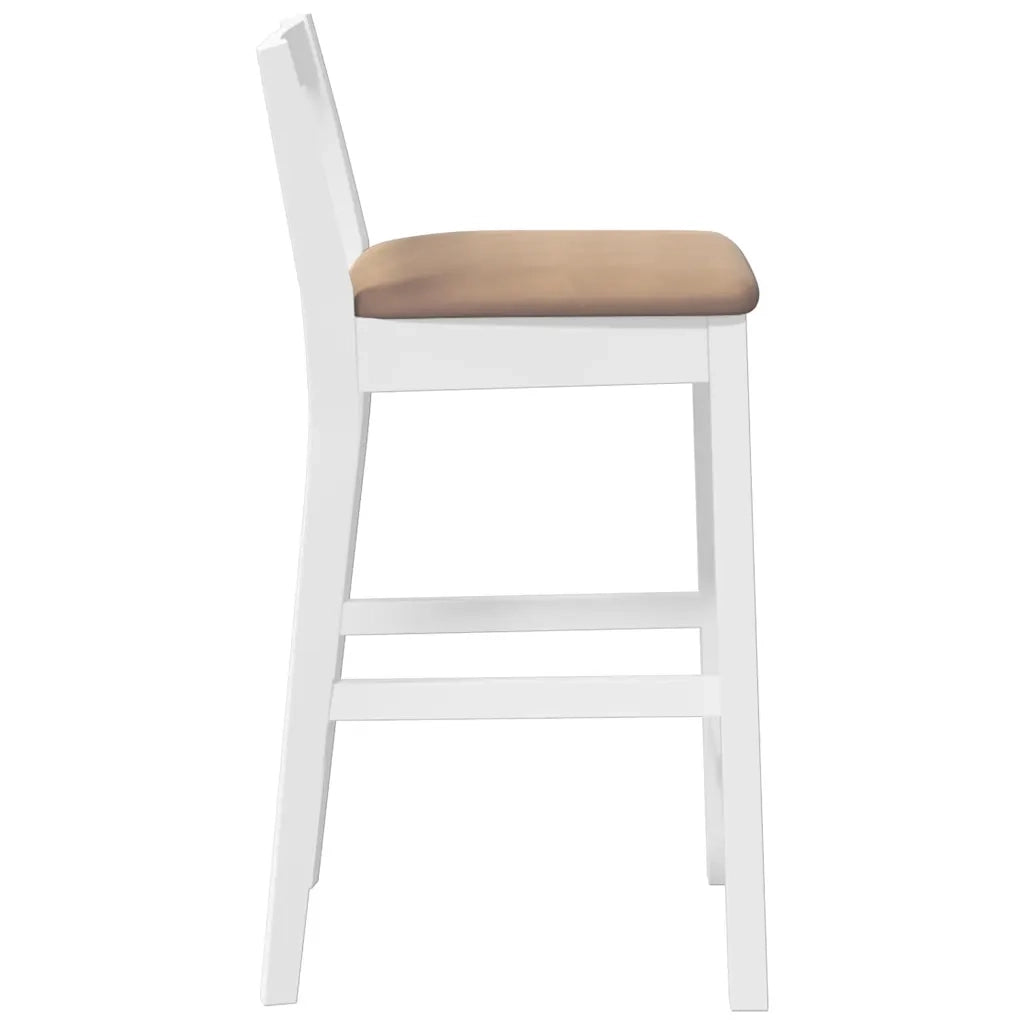 Sgabelli da Bar con Cuscini 2 pz Bianco Legno Massello di Hevea 4102591