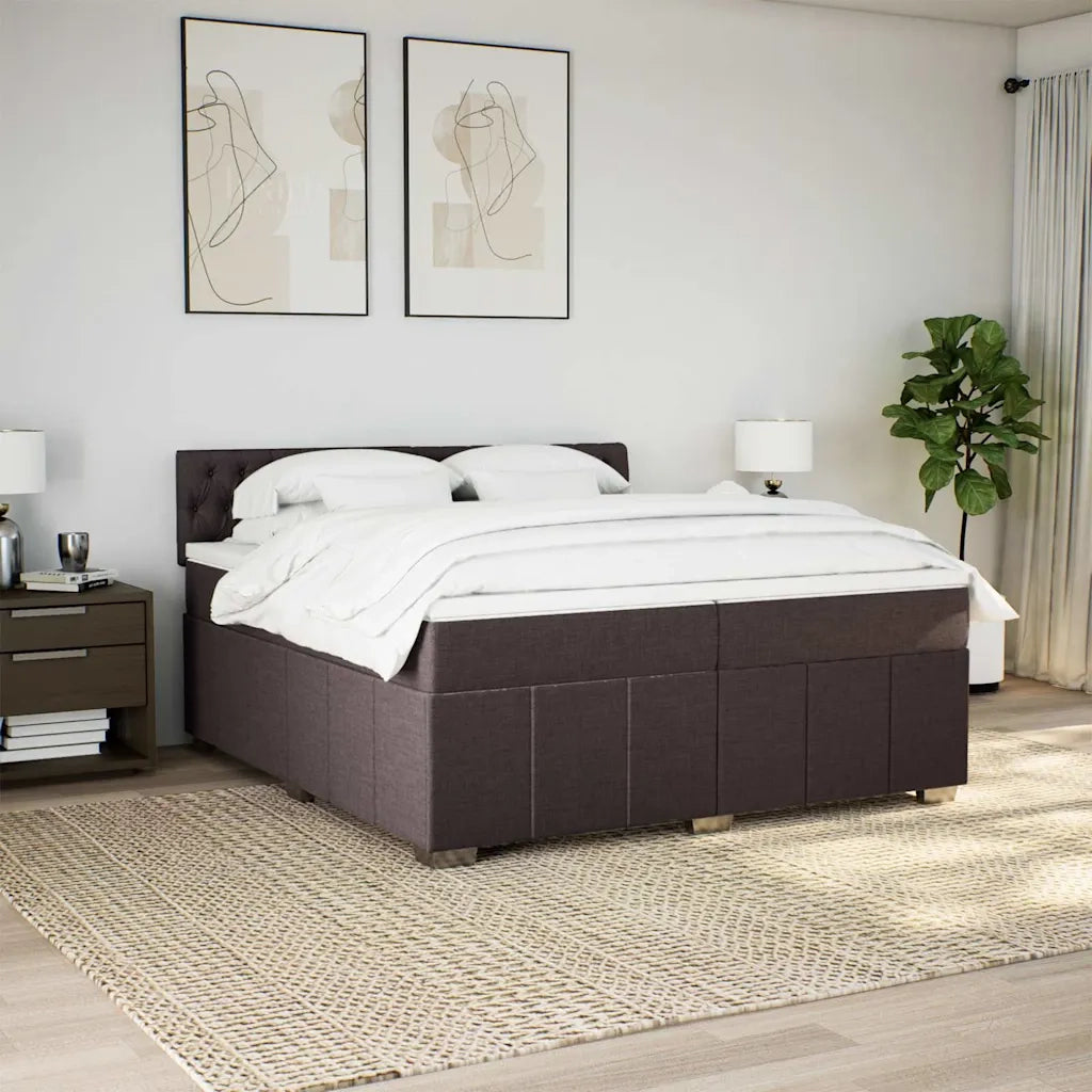 Giroletto a Molle con Materasso Marrone Scuro 200x200cm Tessuto 3289485