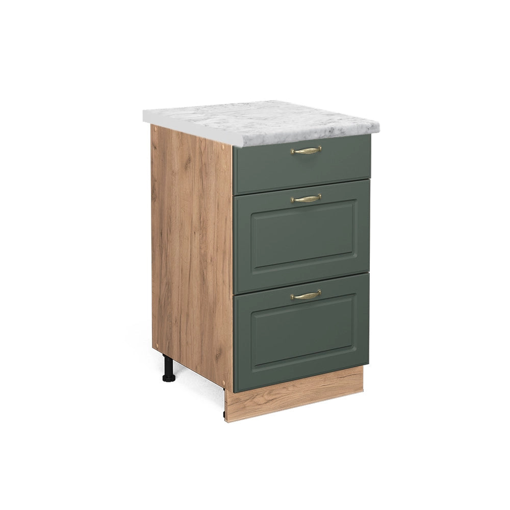 Mobiletto base per cucina Fame-Line Verde-oro rustico/Rovere dorato 50 cm, PL Marmo Vicco