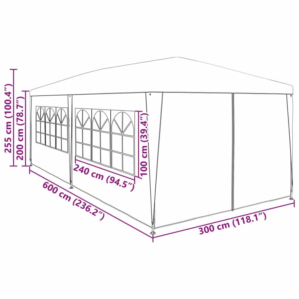 Tenda Party-Tenda da festa 600 x 300 x 255 cm Rosso PE e Acciaio