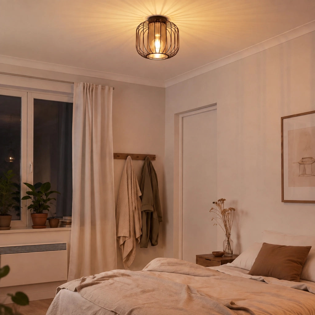ZMH Lampada a Soffitto Vintage 1 Luce Con Paralume in Vetro E27 Nero Per Ingresso Camera da Letto Senza Lampadine