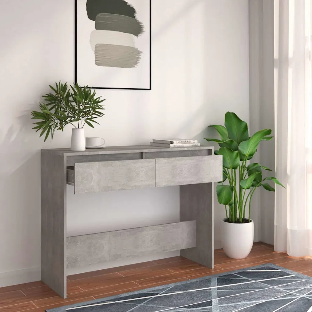 Tavolo Consolle | Tavolo d'Ingresso Grigio Cemento 100x35x76,5 cm in Truciolato