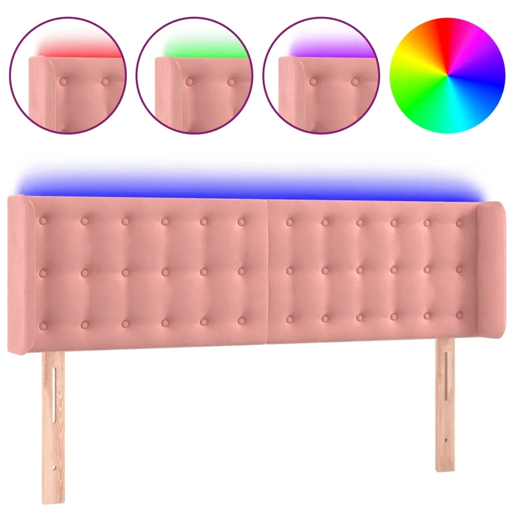 Testiera a LED-Testata con LED Rosa 147x16x78/88 cm in Velluto 309348