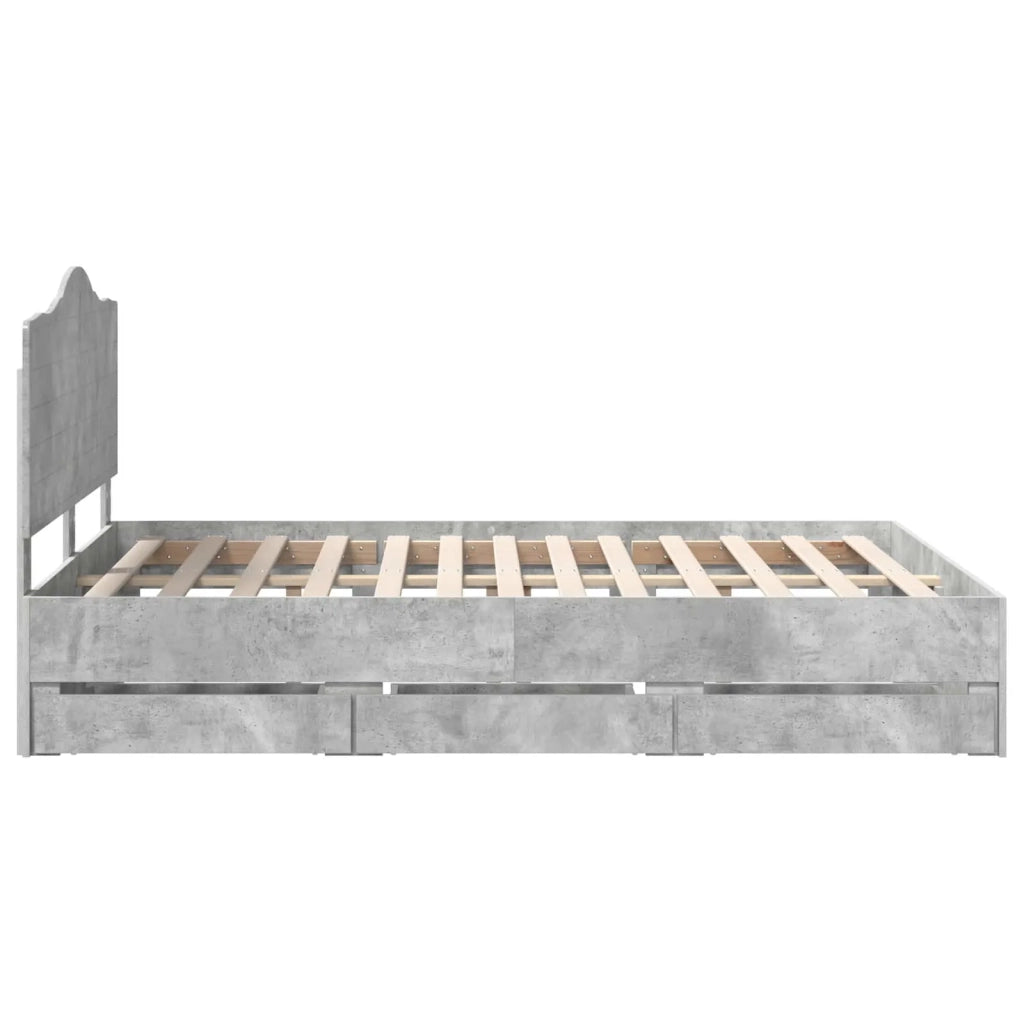 Struttura del letto con cassetto Grigio Cemento 150 x 200 cm