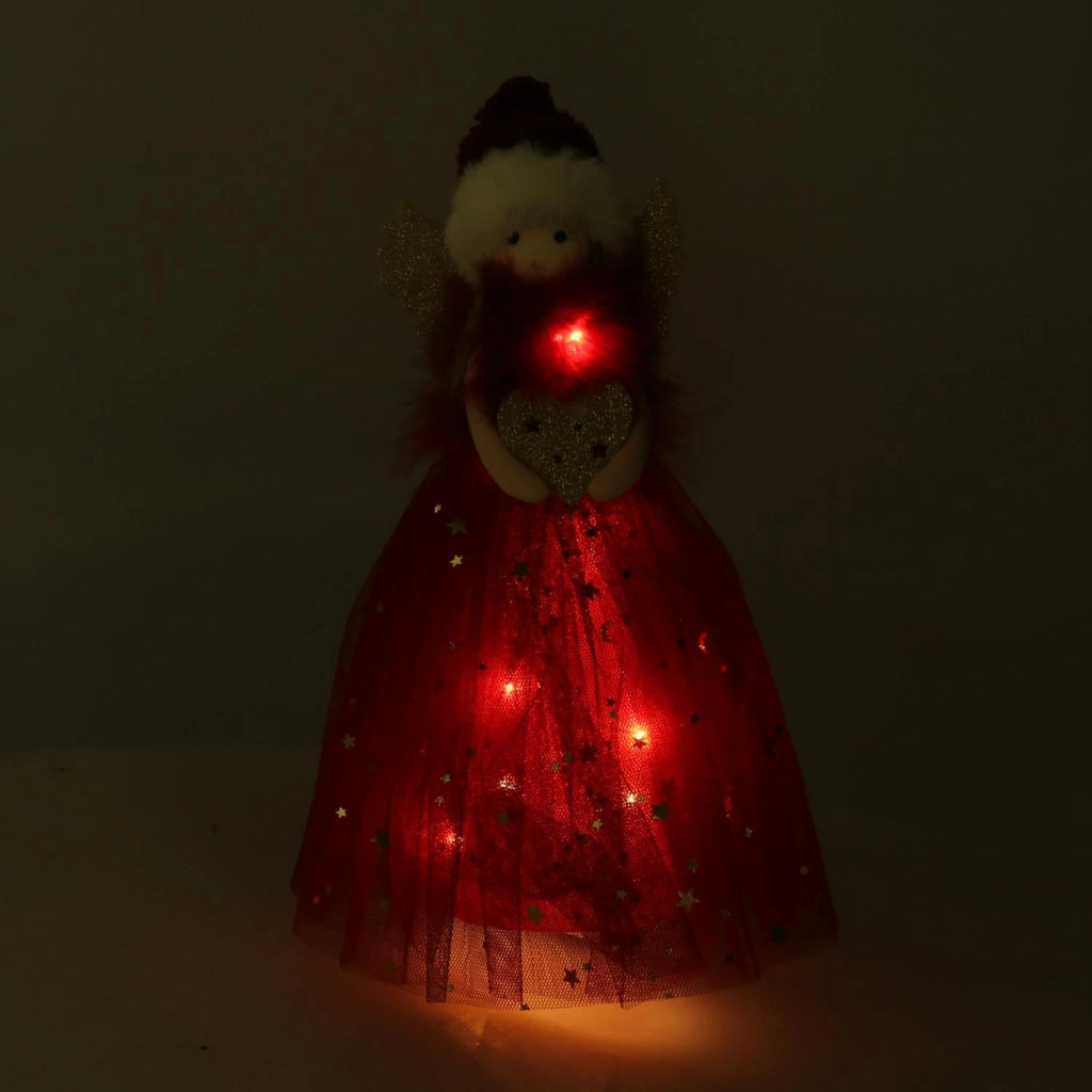 Puntale led tessuto bambolina rosso cm6x14h30