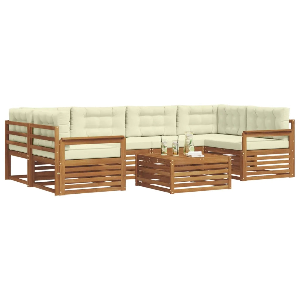 Set di divani da esterno con cuscino 7 pcs Naturale e Crema 3373085