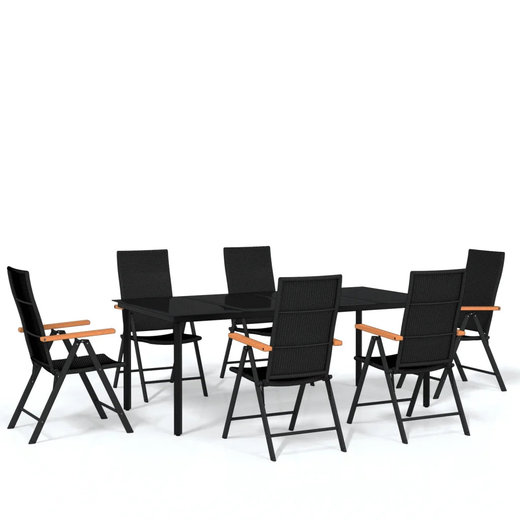 Set Mobili da Pranzo per Giardino 7 pz Nero cod mxl 41292
