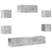 Set di Mobili Porta TV 7 pz | Armadietto TV | Mobile Porta TV Grigio Cemento in Legno Multistrato
