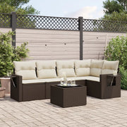 Set Divano da Giardino 6 pz con Cuscini Marrone in Polyrattan 3252480
