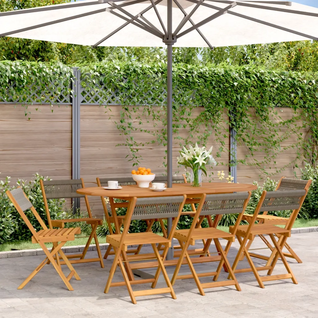 Sedie da Giardino Pieghevoli 8 pz | Sedie da Esterno Grigie Legno Massello Acacia